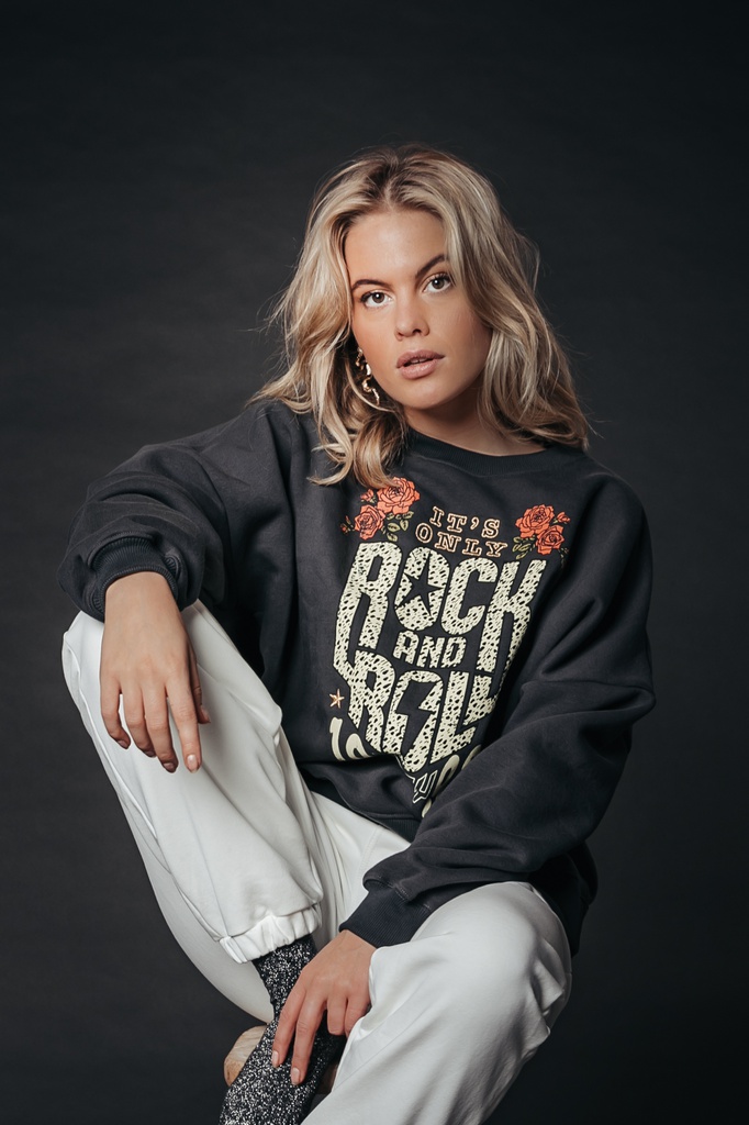 Colourful Rebel Rock and Roll Dropped Shoulder Sweater